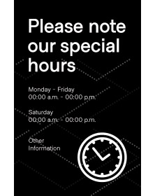Special Hours Poster 11" x 17" Black Pack of 6 